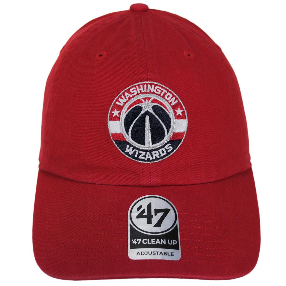 47 Brand | Washington Wizards NBA Clean Up Strapback Baseball Cap Dad Hat | 204180 | front | RED