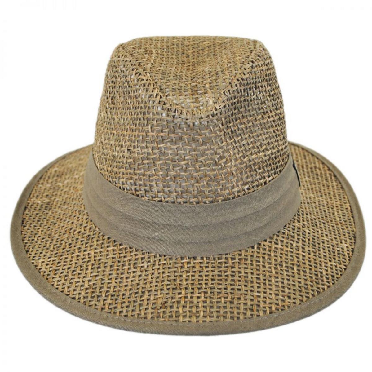 Panama Jack | Seagrass Straw Safari Fedora Hat | 126394 | front | NATURAL