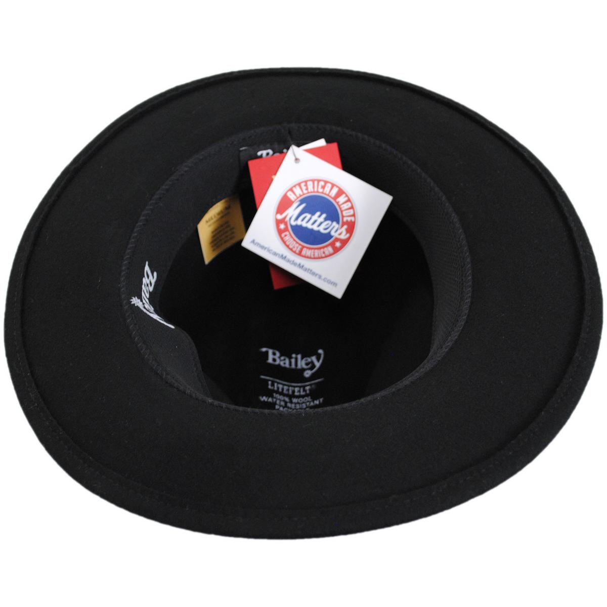 Bailey Western | Rattler Crushable Wool LiteFelt Safari Fedora Hat | 130109 | under | BLACK