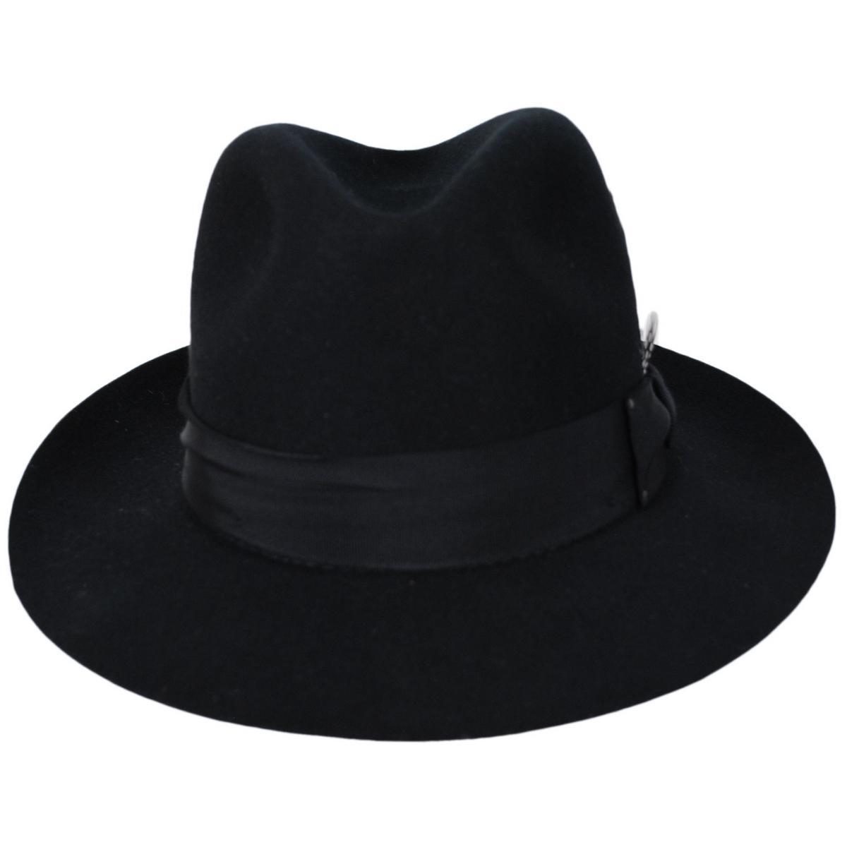 Bailey 1922 | Heritage Gangster Wool Felt Fedora Hat | 130007 | front | BLACK