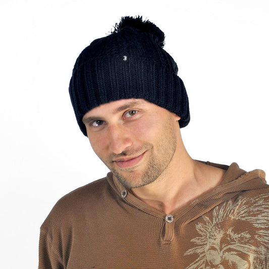 Jaxon Hats | Brooklyn Pom Knit Beanie Hat | 502913 | lsmone | BLACK