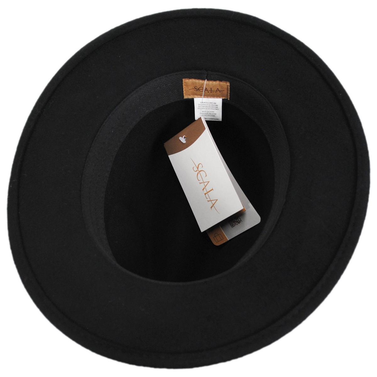 Scala | Shaun Crushable Wool Felt Safari Fedora Hat | 130442 | under | BLACK