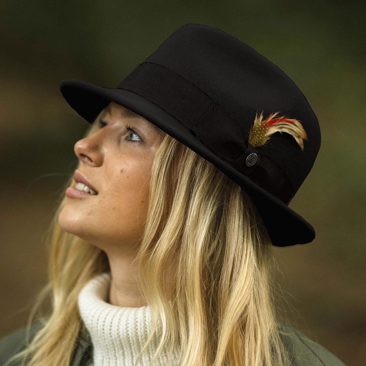 Jaxon Hats | Blues Crushable Wool Felt Trilby Fedora Hat | 132020 | lsfone | BLACK