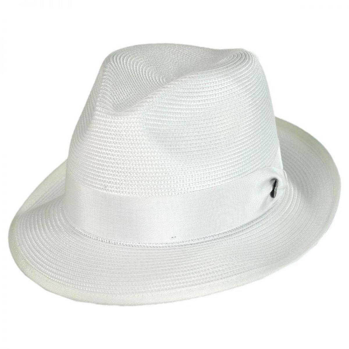 Stetson | Latte Florentine Milan Straw Fedora Hat | 126959 | lead | WHITE