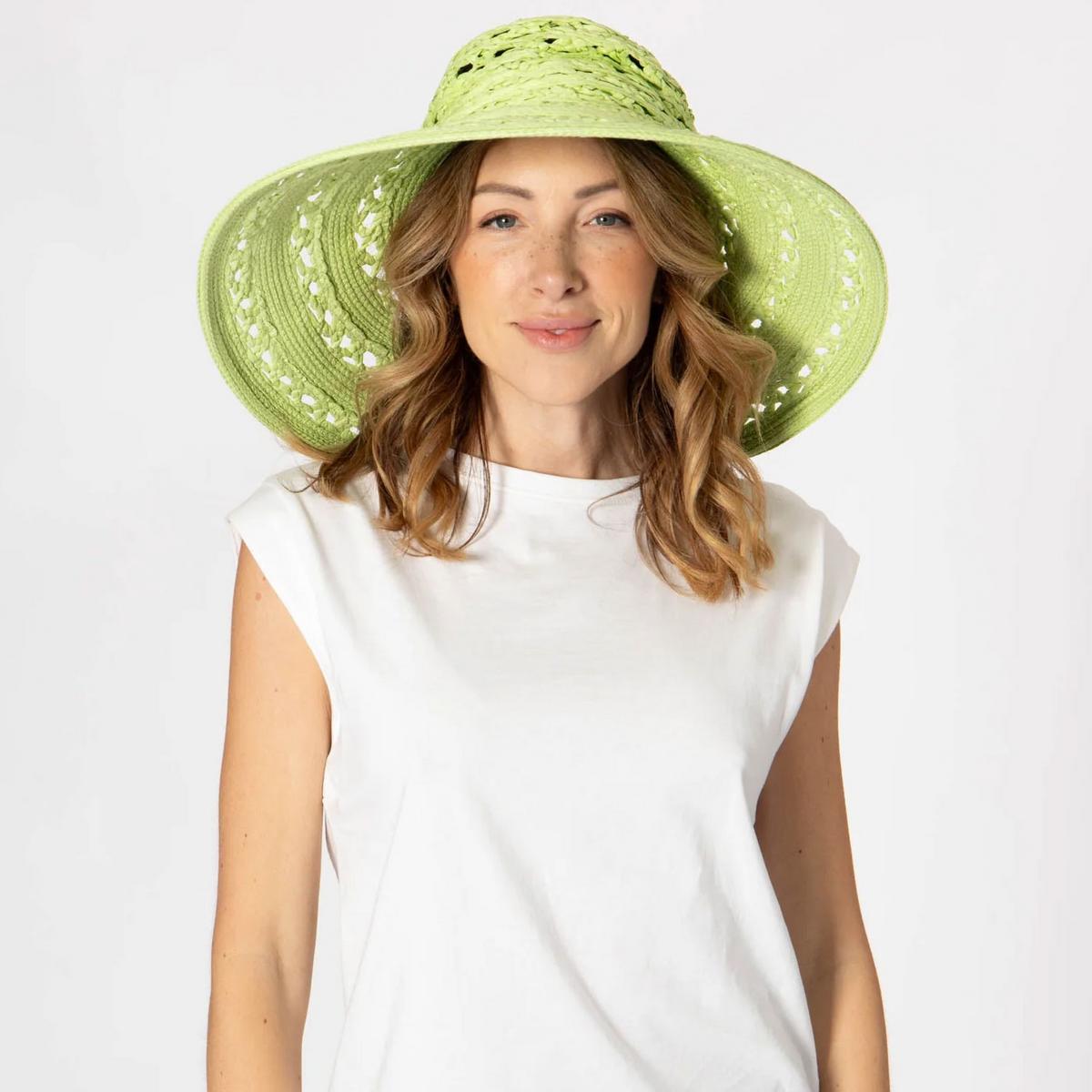 San Diego Hat Company | Sierra Toyo Straw Lampshade Sun Hat | 103690 | lsftwo | LIME