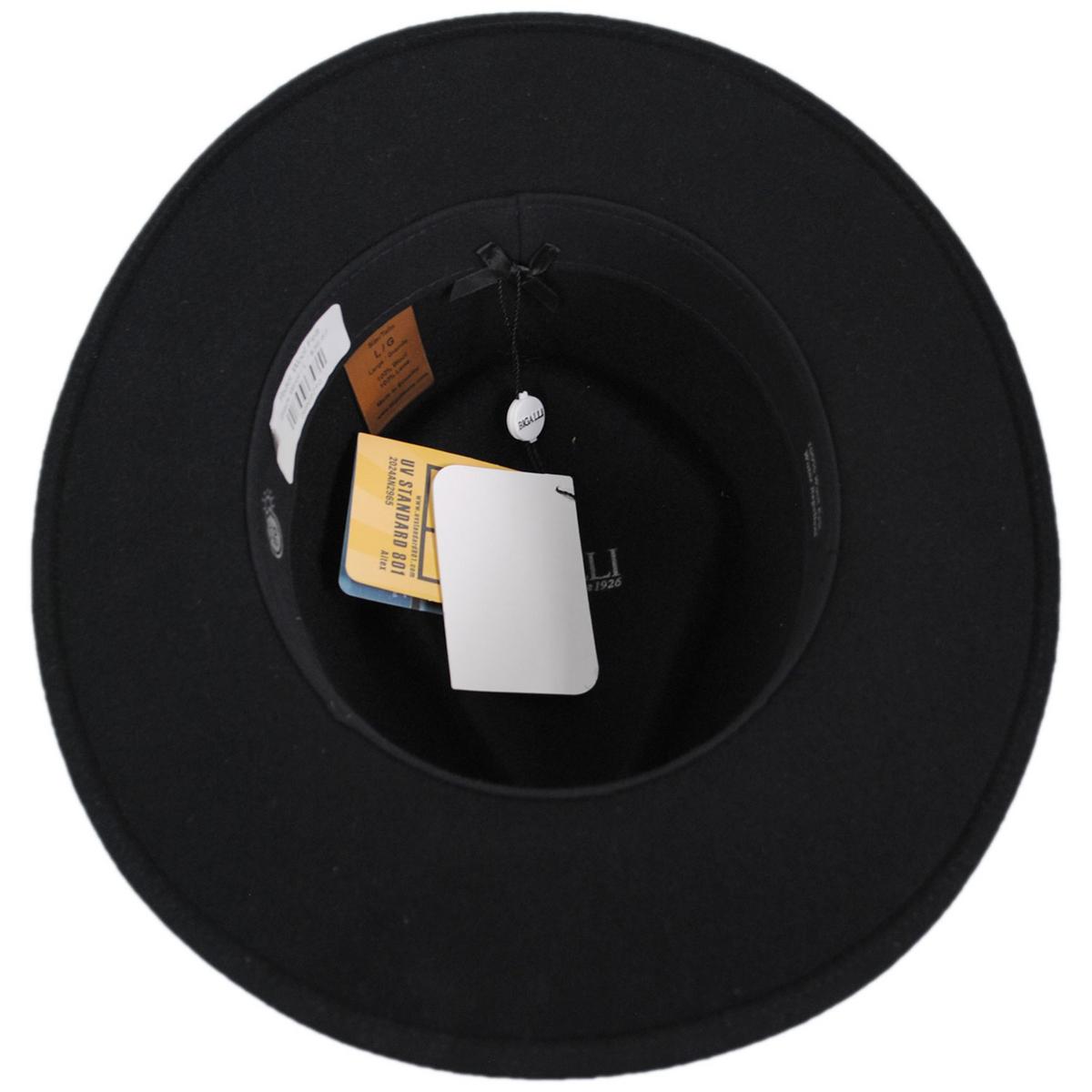 Bigalli | Rider Crushable Merino Wool Felt Fedora Hat | 131408 | under | BLACK