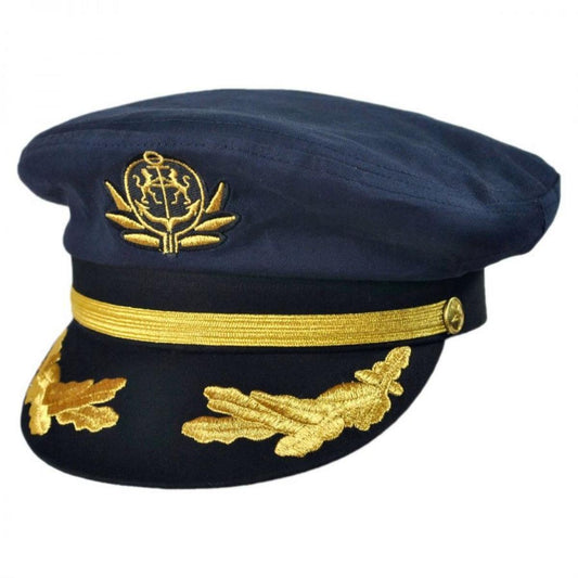 Village Hat Shop | Deluxe Adjustable Yacht Captain Cap | 180500 | lead | NAVY BLUE