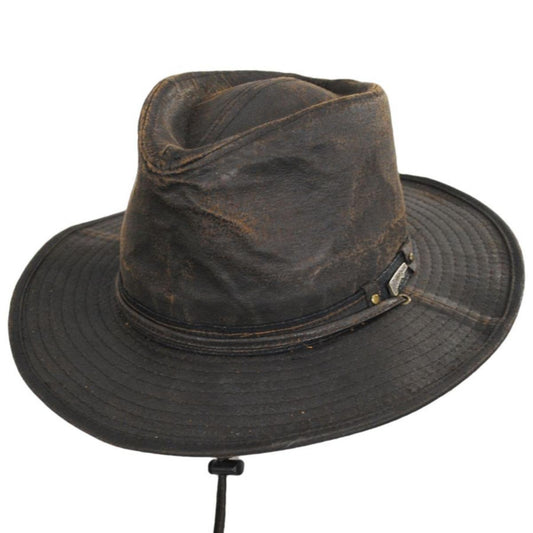 Indiana Jones | Officially Licensed Weathered Cotton Outback Hat | 140178 | lead | DARK BROWN