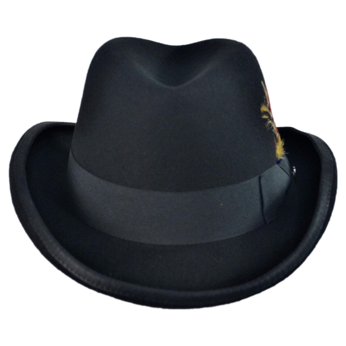 Jaxon Hats | Wholesale Wool Felt Homburg Hat B2B Pre-Pack | B2B132051 | front | BLACK