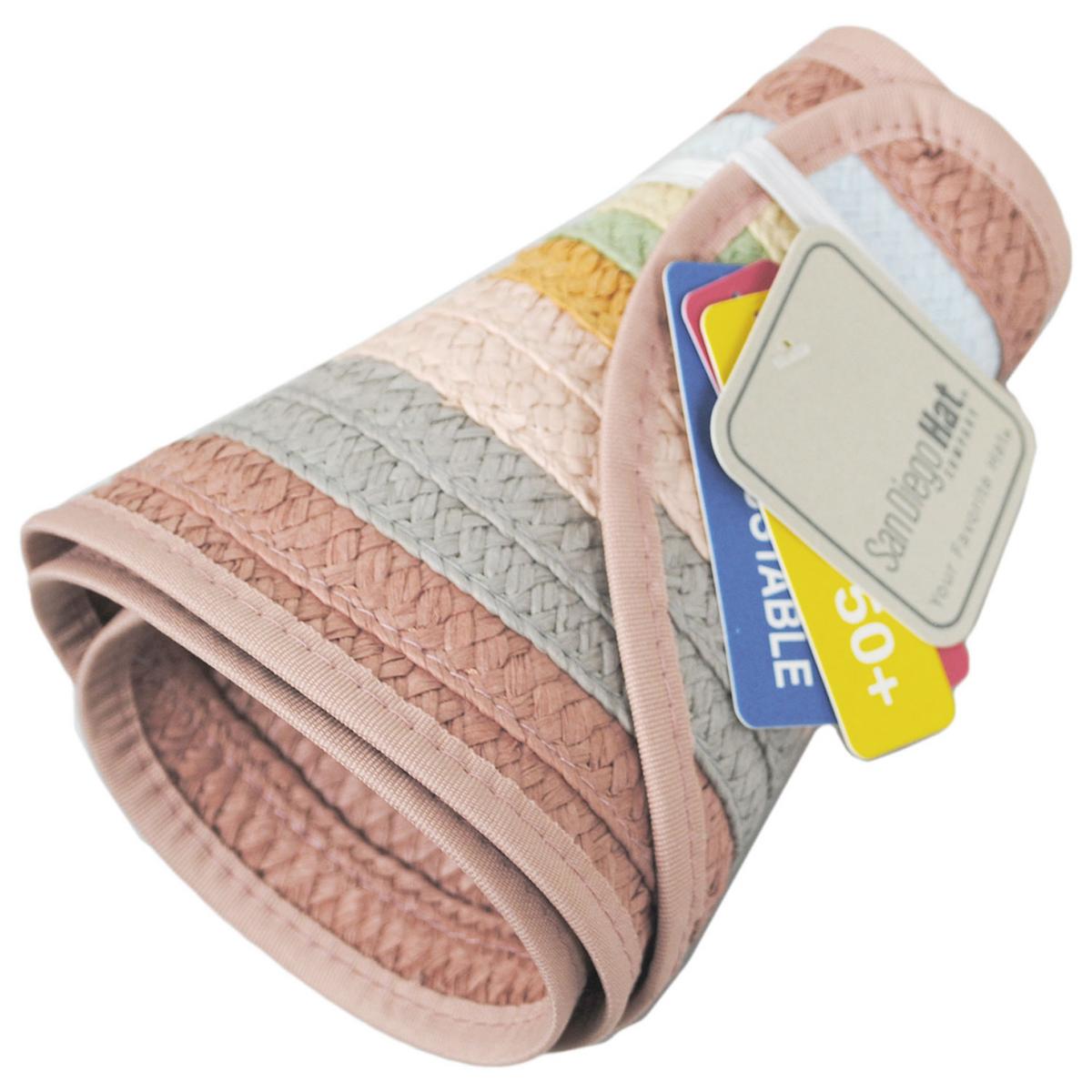 San Diego Hat Company | Multi Stripe Roll Up Toyo Straw Visor | 197301 | detailone | PASTEL