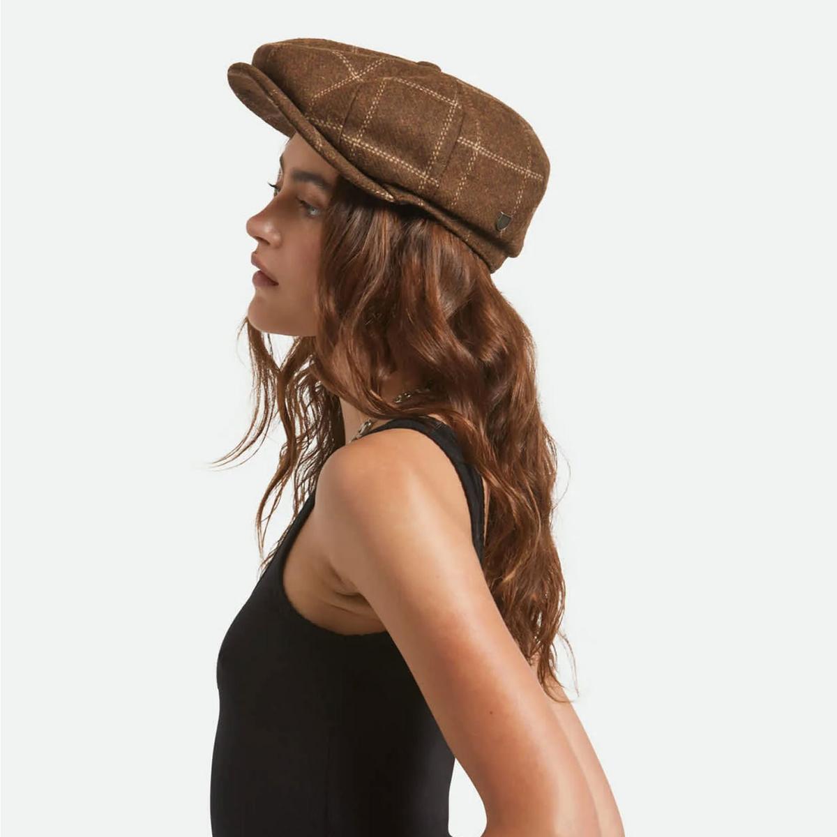 BRIXTON HATS | Brood Baggy Plaid Wool Blend Newsboy Cap | 161505 | lsfone | COPPER/TAN