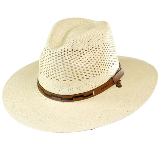 Stetson | Airway Panama Straw Safari Fedora Hat | 126920 | lead | NATURAL