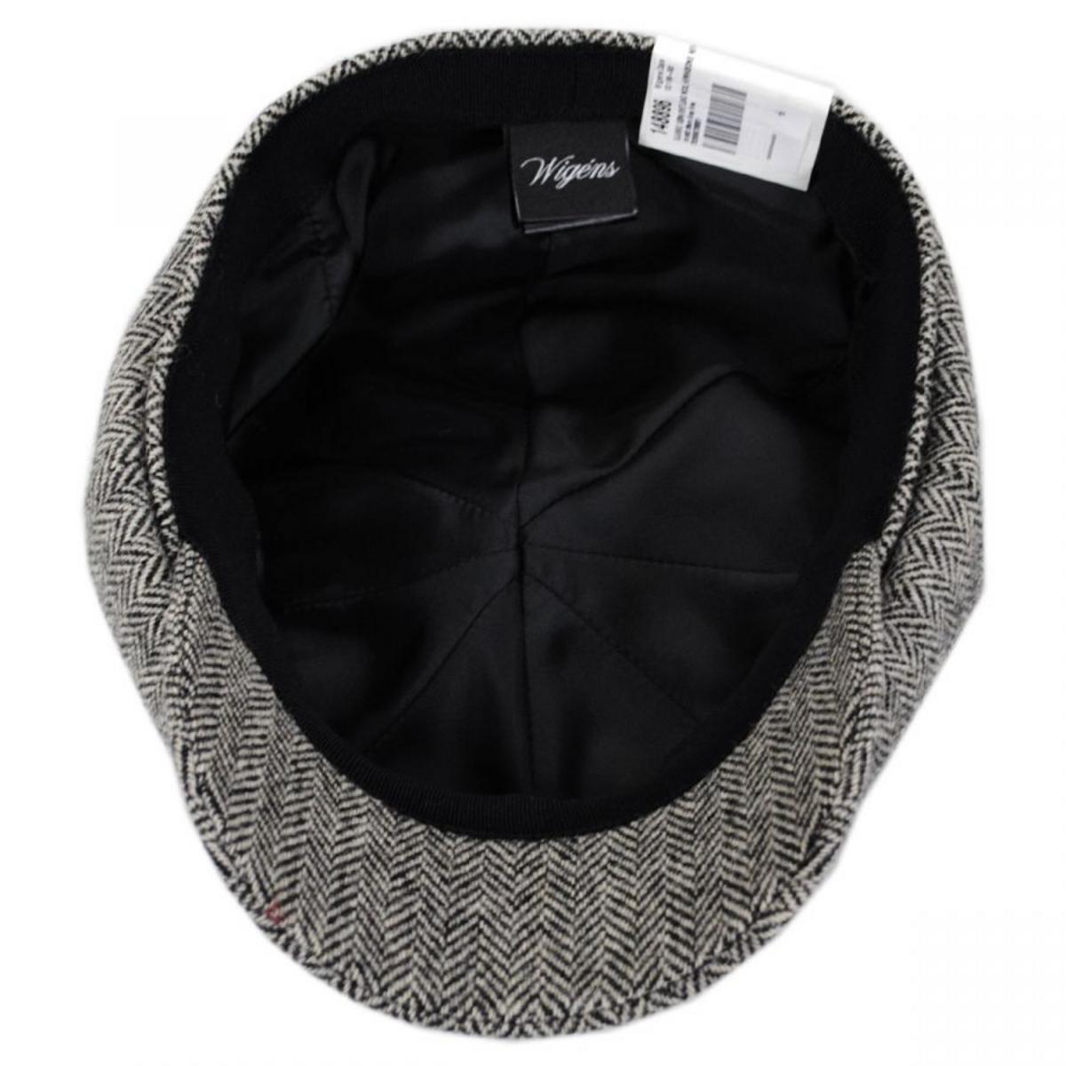 Wigens Caps | Classic Shetland Wool Herringbone Newsboy Cap | 161952 | under | GREY