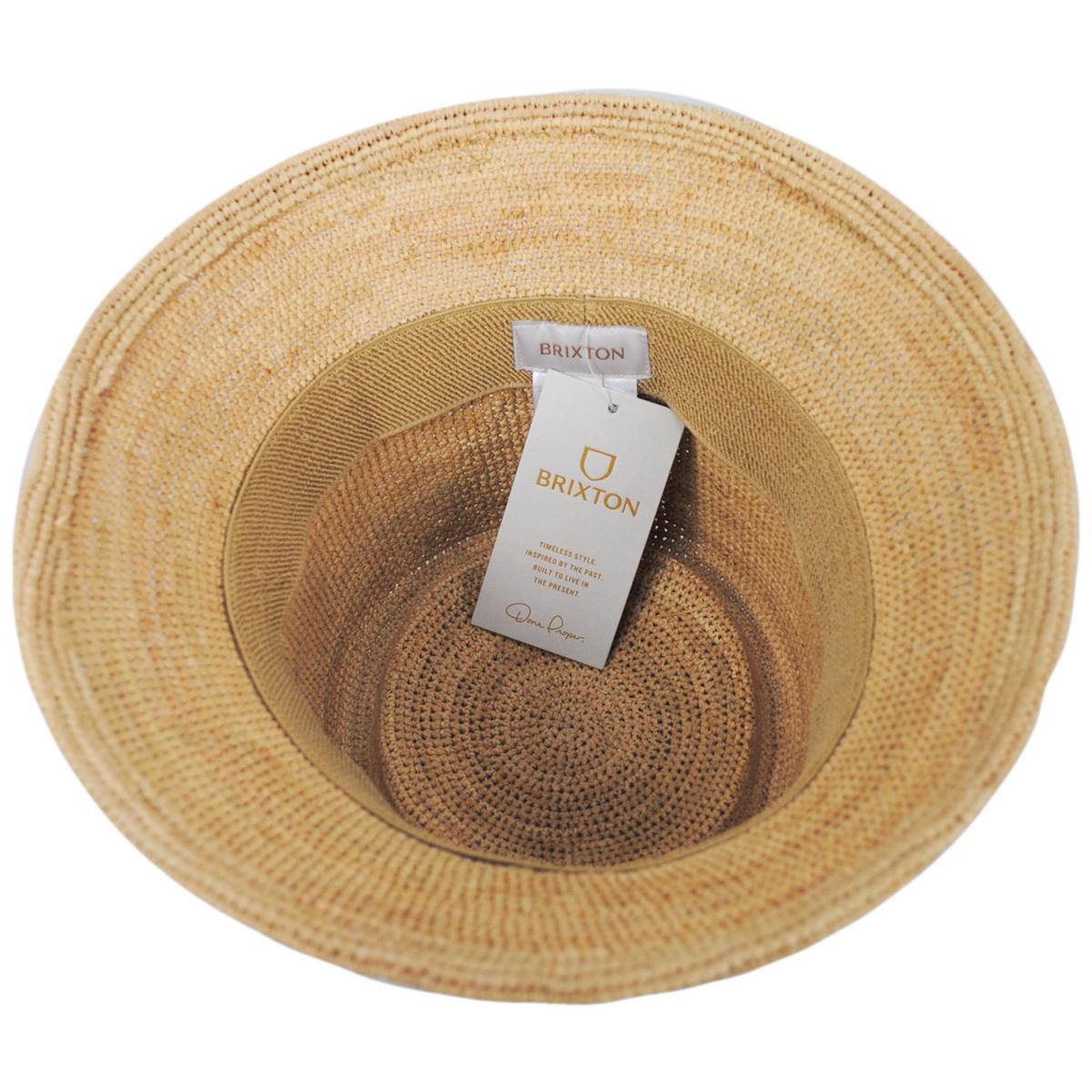 BRIXTON HATS | Ellee Raffia Straw Bucket Hat | 104055 | under | TAN