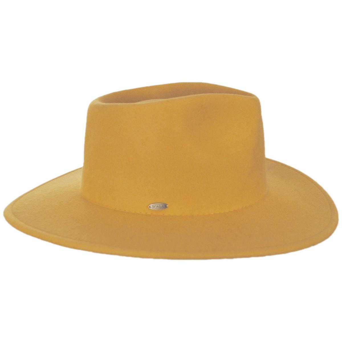 Scala | Kathrina Wool Felt Fedora Hat | 123442 | profile | MUSTARD