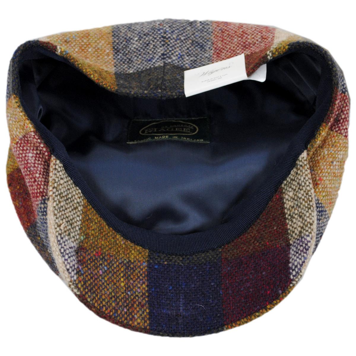 Wigens Caps | Magee Tweed Multi Check Newsboy Cap | 161974 | under | RUST