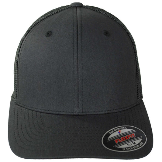 Flexfit | Tonal Mesh Trucker Flexfit Fitted Baseball Cap | 221501 | front | CHARCOAL