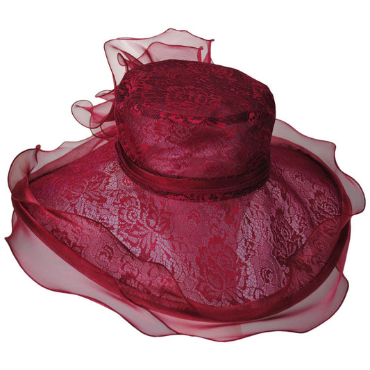 San Diego Hat Company | Organza Lace Boater Dress Hat | 121051 | lead | RED