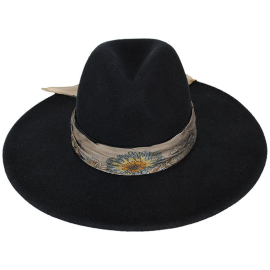 Scala | Rocca Wool Felt Fedora Hat | 123447 | front | BLACK