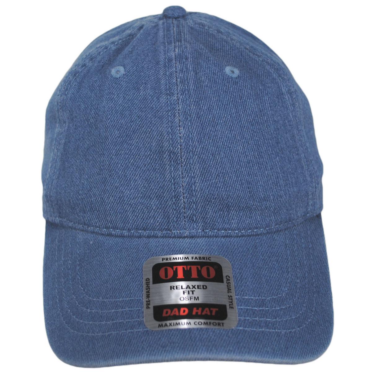 Otto | LoPro Washed Cotton Denim Strapback Baseball Cap Dad Hat | 201405 | front | NAVY
