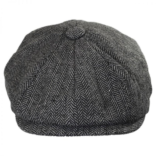 Jaxon Hats | Kid's Herringbone Wool Blend Newsboy Cap | 512100 | front | CHARCOAL