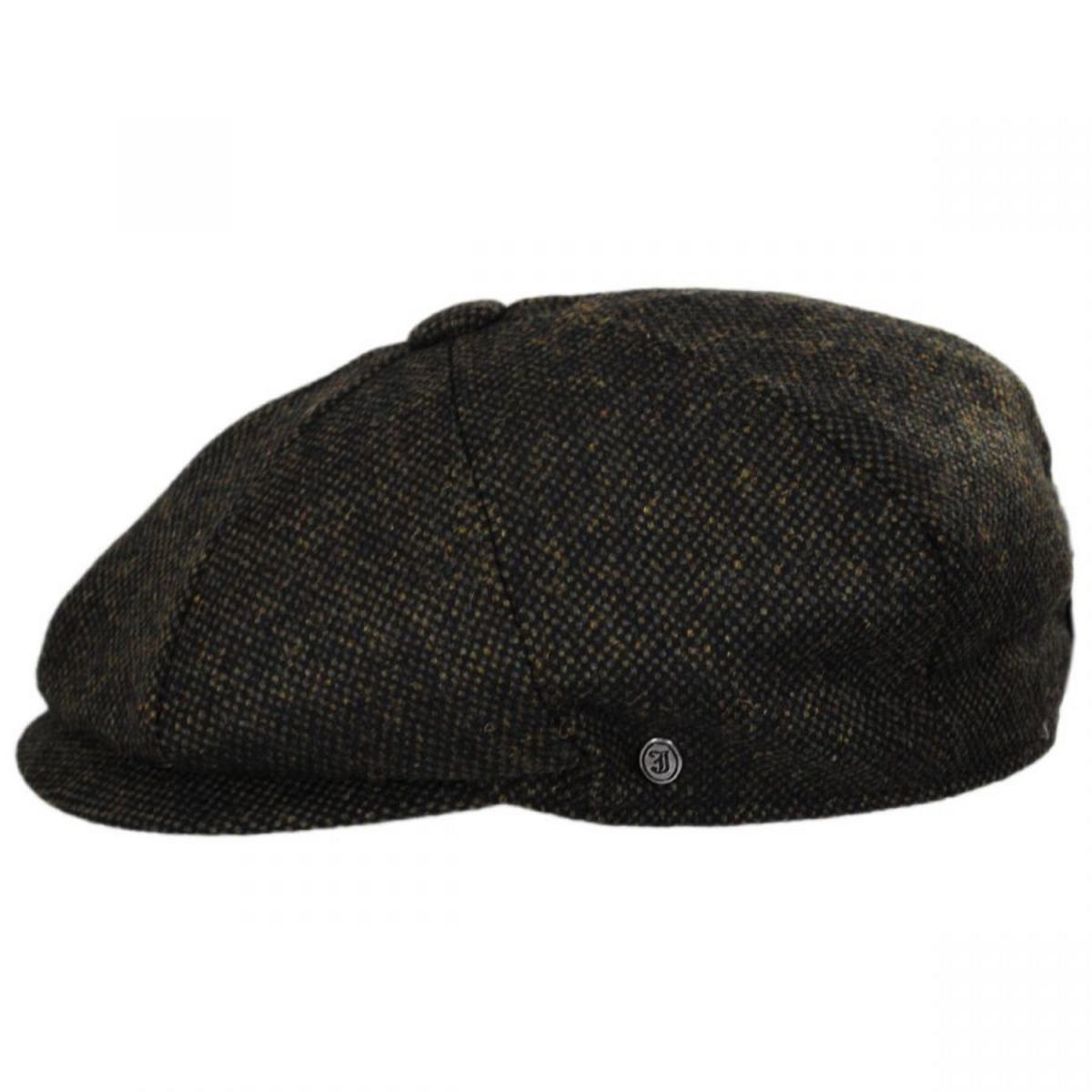 Jaxon Hats | Sidecar Nailhead Wool Blend Newsboy Cap | 167564 | profile | GREEN/BLACK