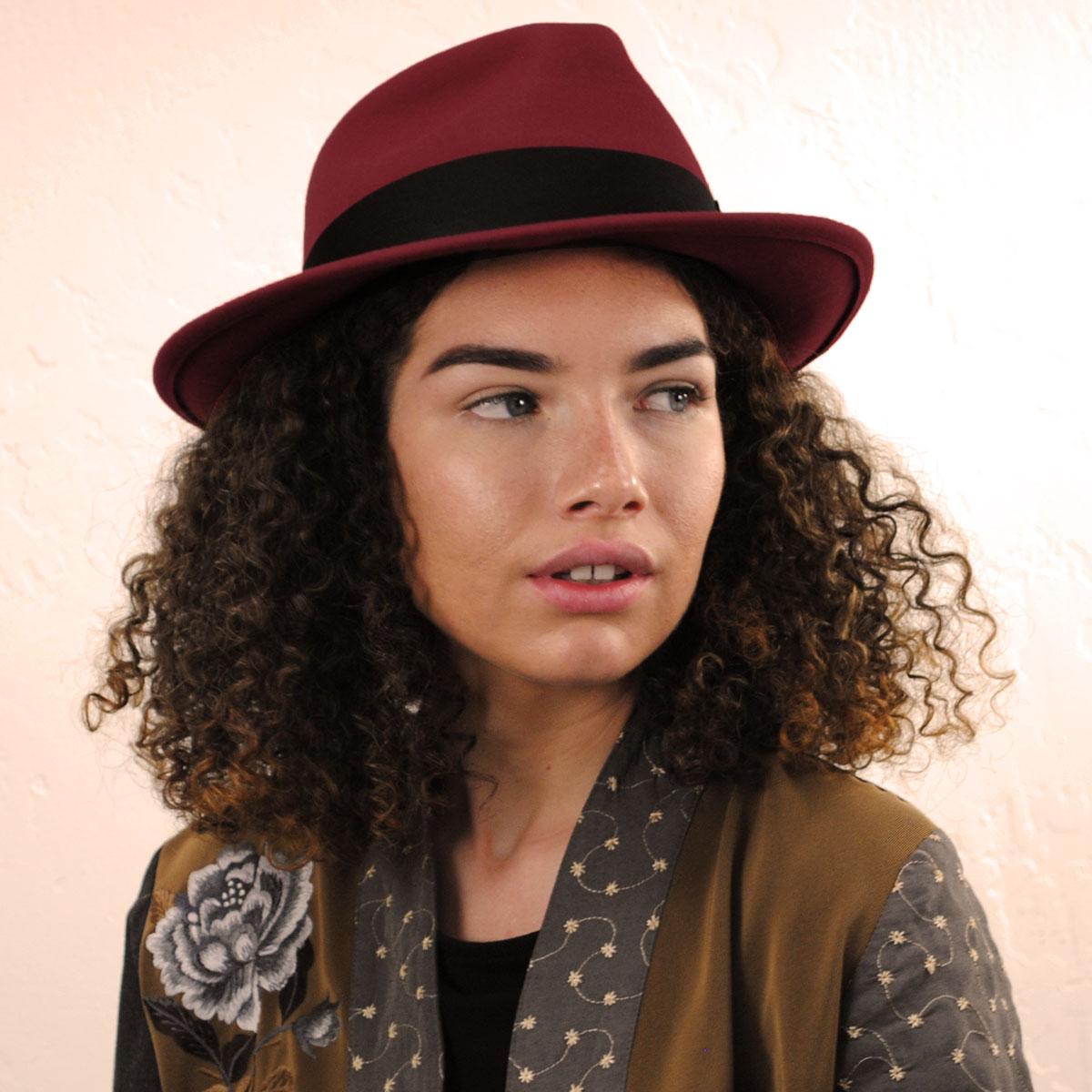 Jaxon Hats | Pachuco Crushable Wool Felt Fedora Hat - Wine | 135008W | lsfone | WINE