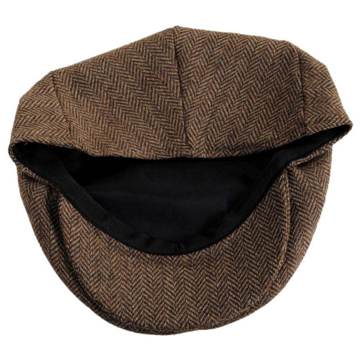 Jaxon Hats | Bird Rock Herringbone Wool Blend Ivy Cap | 167571 | under | MOCHA