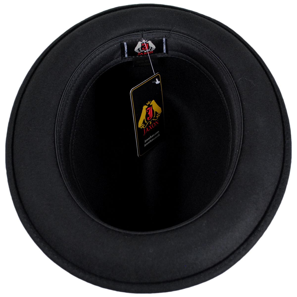 Jaxon Hats | Blues Crushable Wool Felt Trilby Fedora Hat | 132020 | under | BLACK