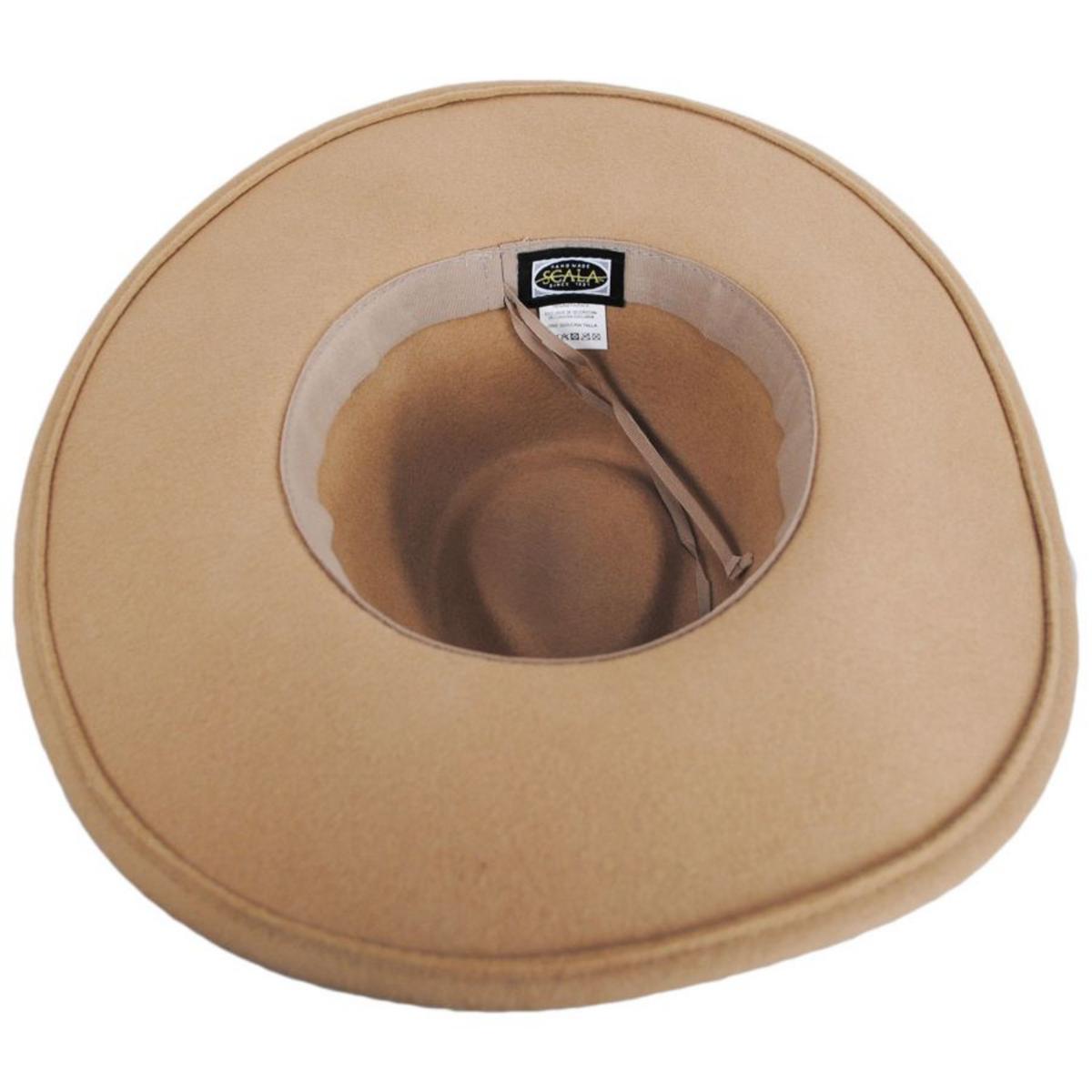 Scala | Calista Wide Brim Wool Felt Fedora Hat | 123420 | under | TAN