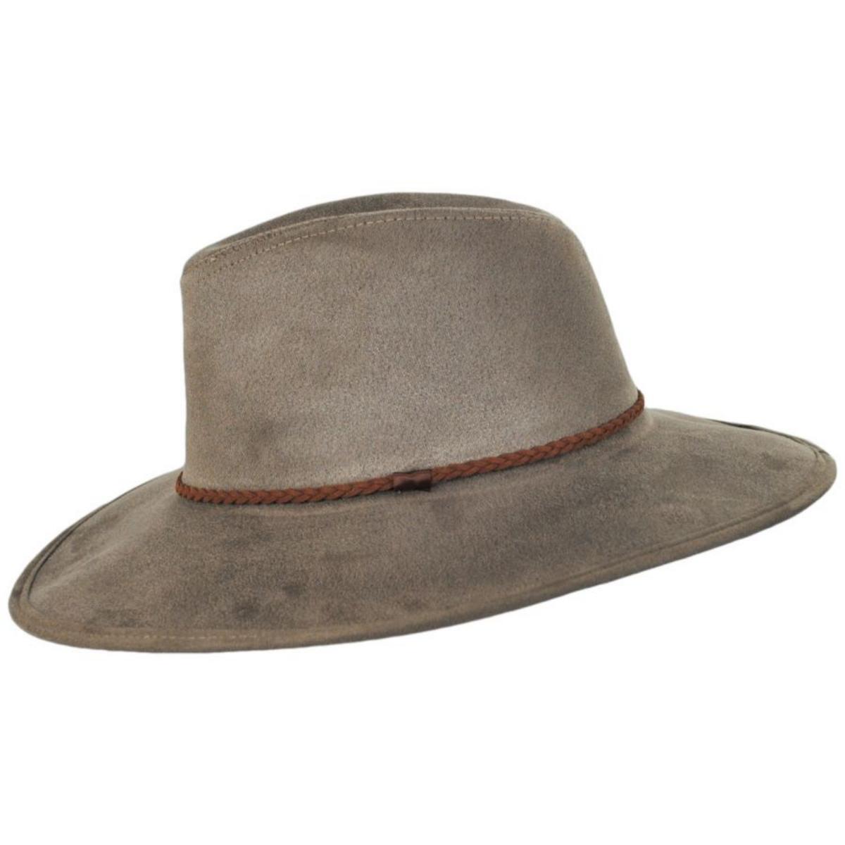 Toucan Collection | Vegan Suede Safari Fedora Hat | 109306 | profile | TAUPE
