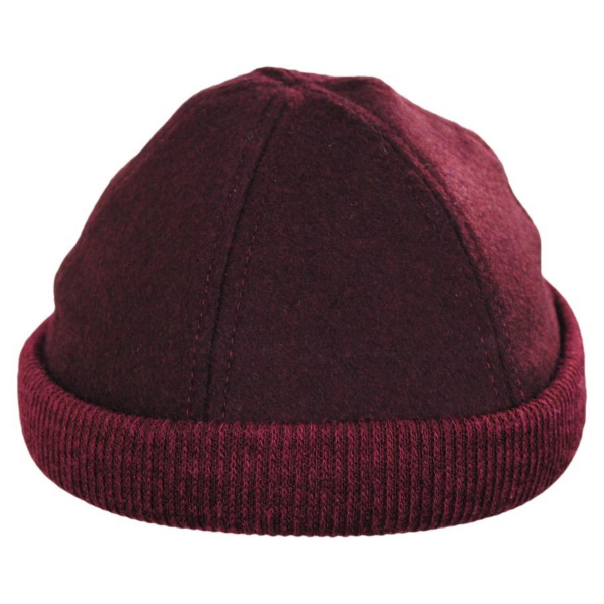 Dorfman Pacific | Skully Melton Wool Blend Skull Cap | 500042 | front | BURGUNDY