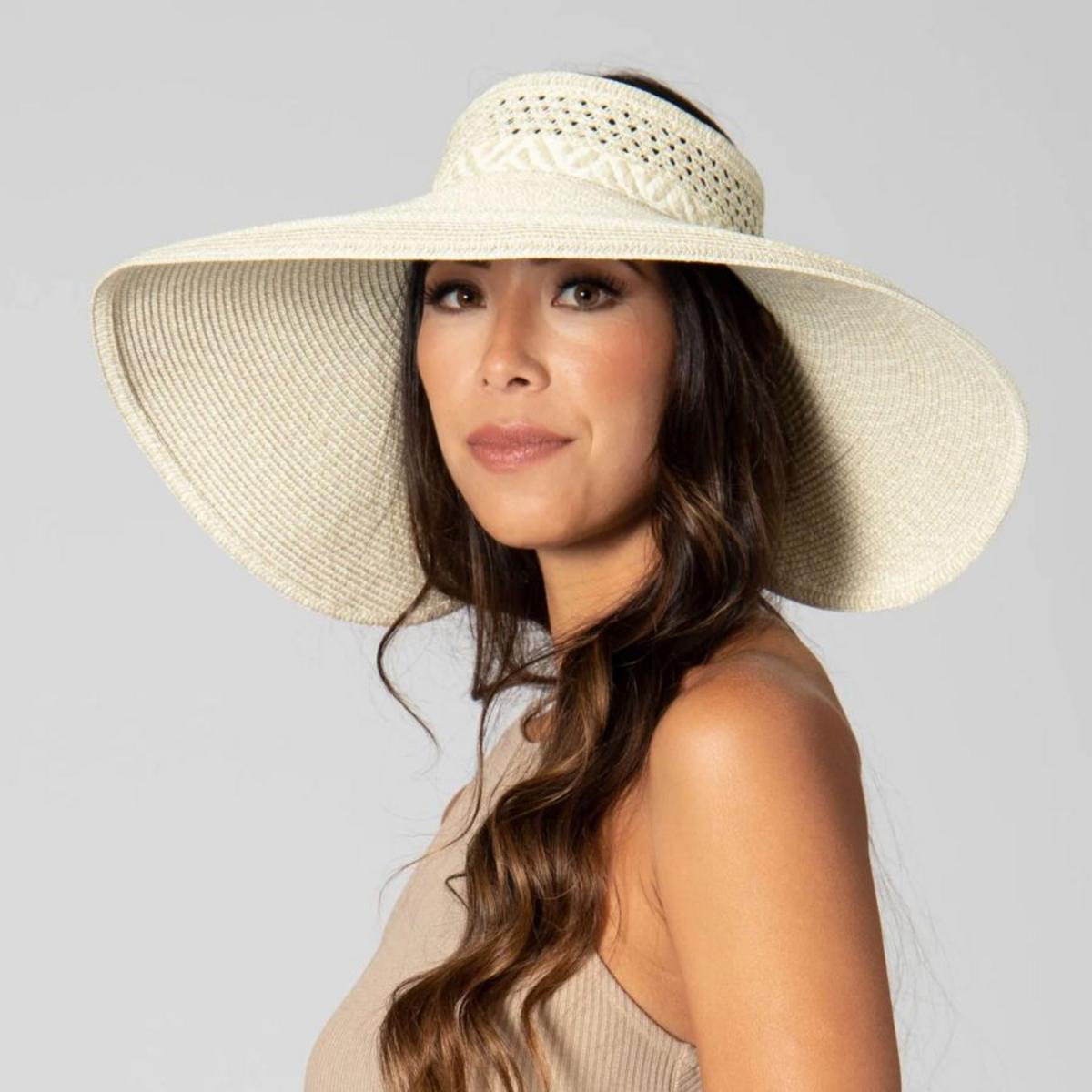 San Diego Hat Company | Everyday Ultrabraid Full Coverage Roll Up Visor | 197307 | profile | NATURAL