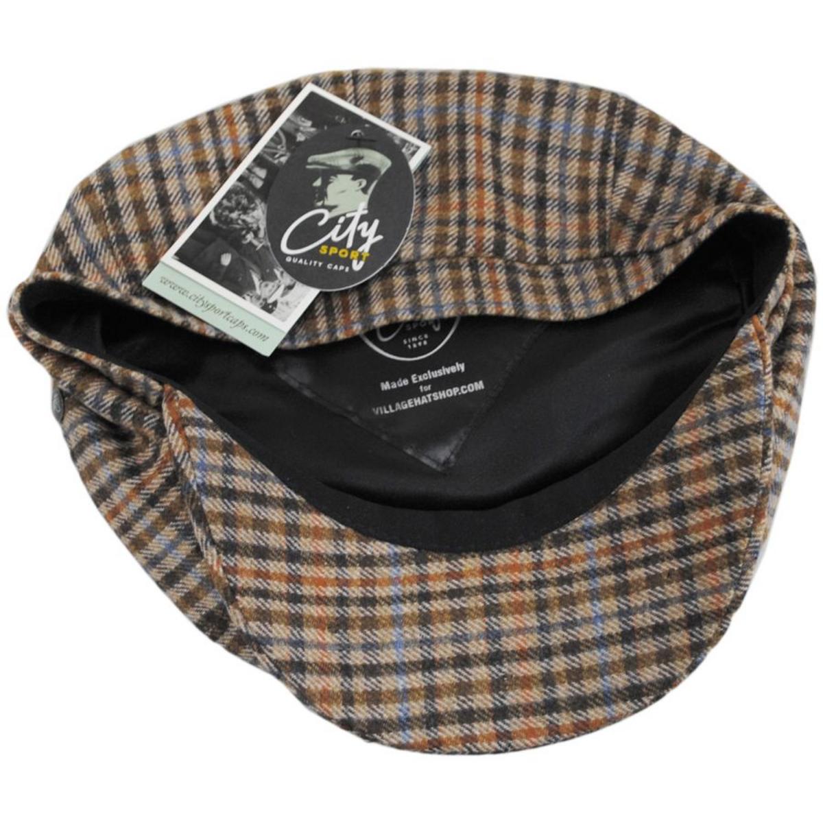City Sport Caps | Plaid Cashmere + Wool Newsboy Cap | 175112 | under | TAN