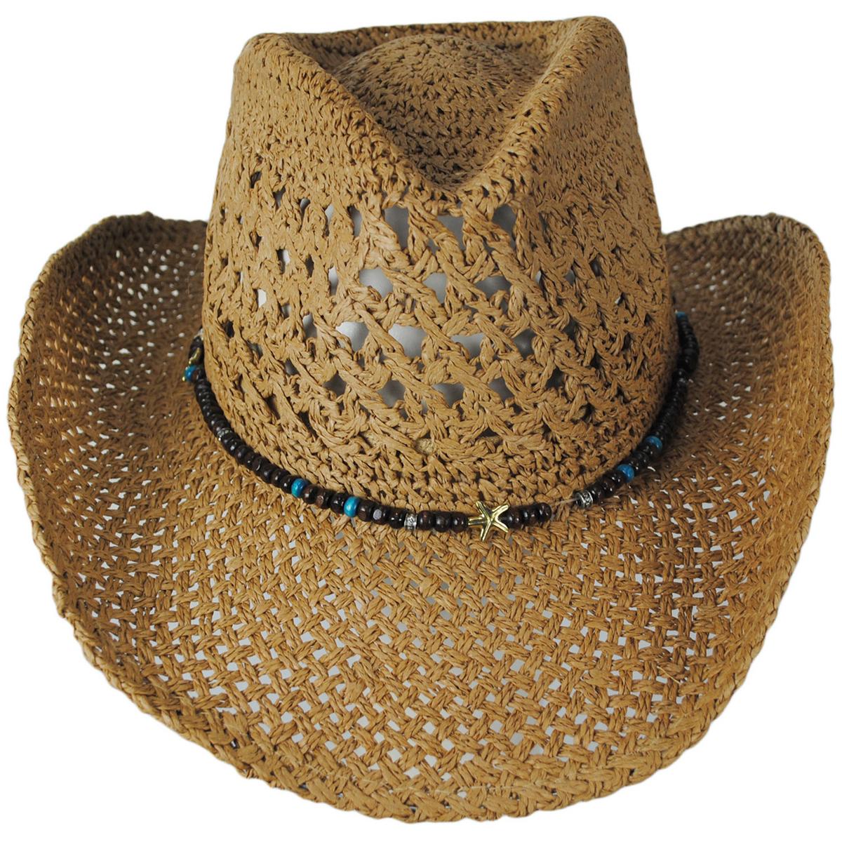 Panama Jack | Capybura Toyo Straw Western Hat | 102000 | front | TOAST