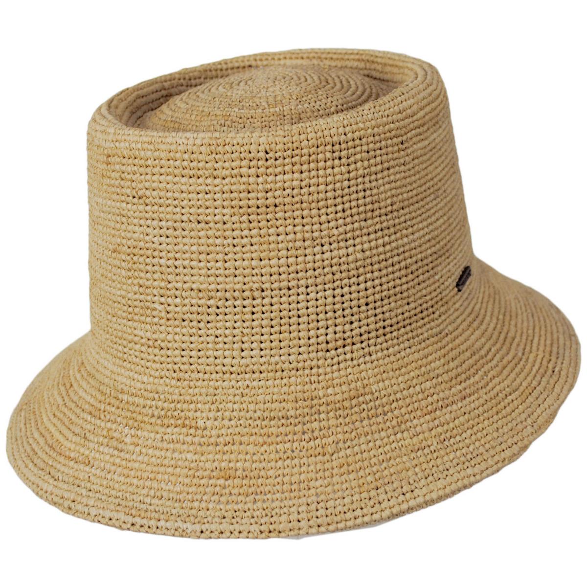 BRIXTON HATS | Ellee Raffia Straw Bucket Hat | 104055 | lead | TAN
