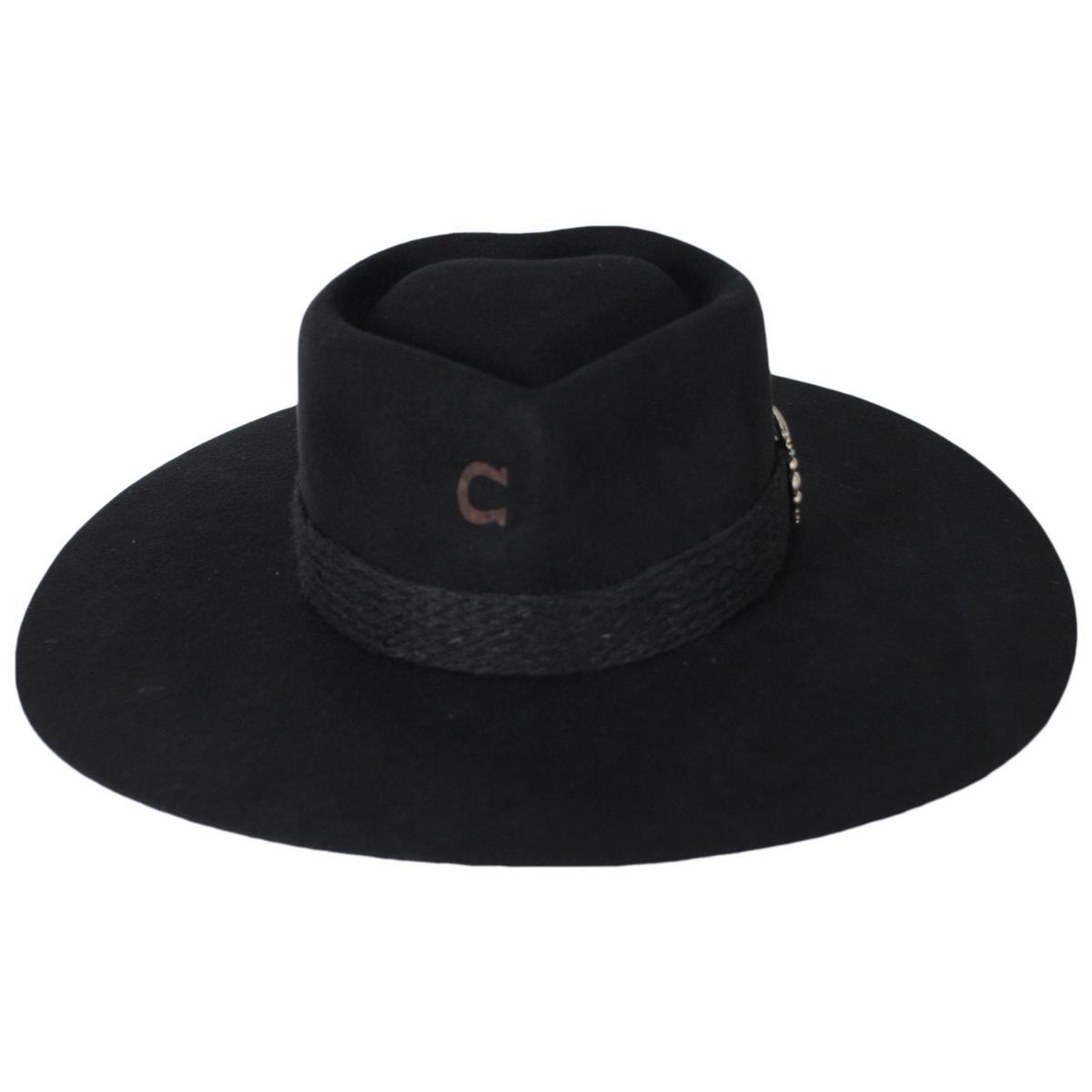 Charlie 1 Horse | Fling Wool Felt Rancher Fedora Hat | 124974 | front | BLACK
