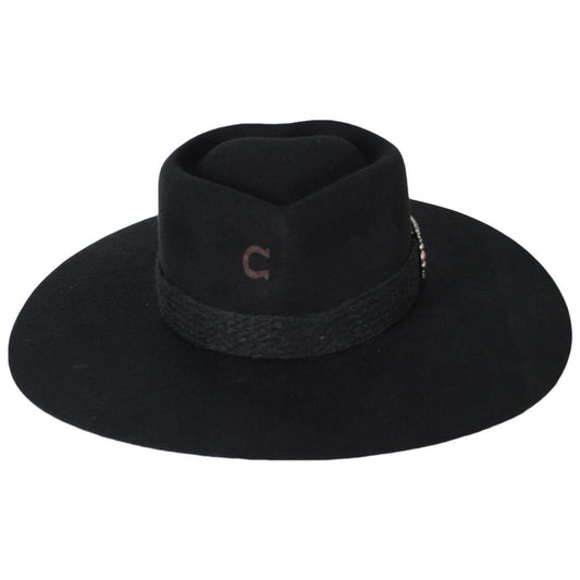 Charlie 1 Horse | Fling Wool Felt Rancher Fedora Hat | 124974 | front | BLACK