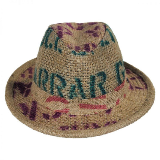 Hills Hats of New Zealand | Havana Coffee Works Jute Mod Trilby Fedora Hat | 147609 | front | MULTI