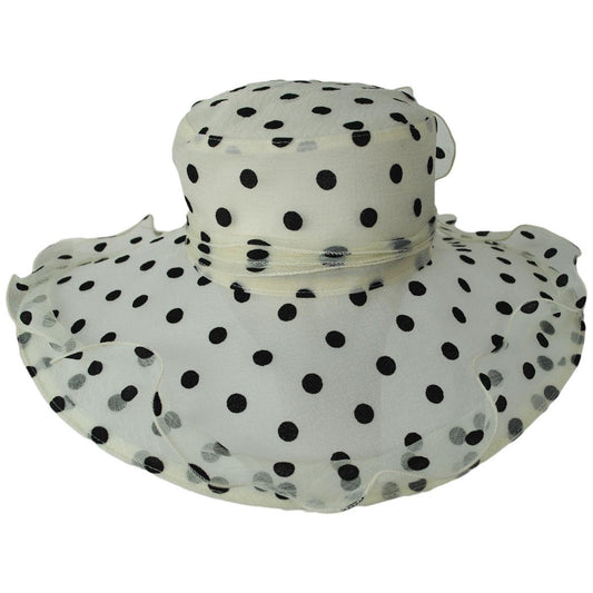 San Diego Hat Company | Dots Organza Boater Dress Hat | 121053 | front | DOT