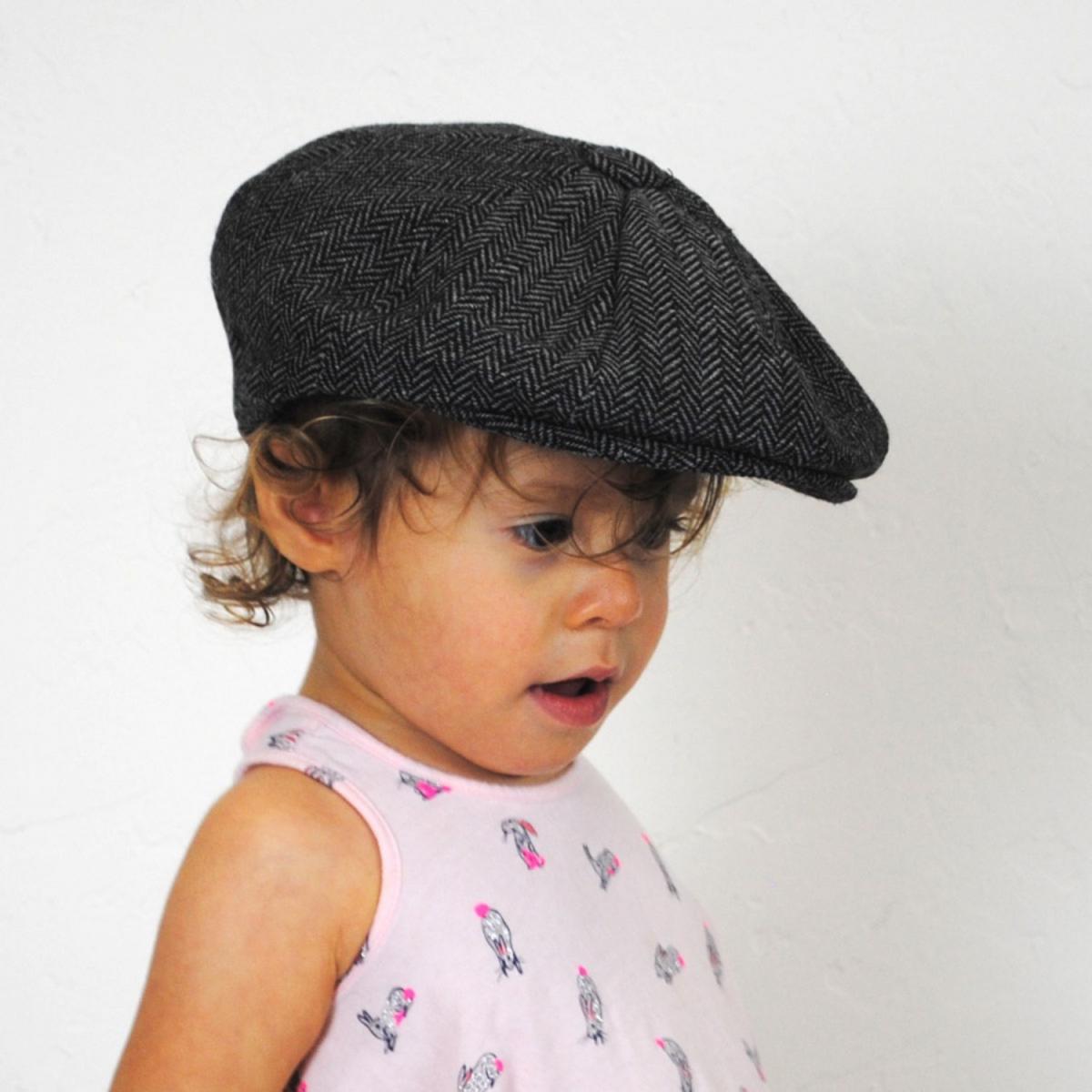 Jaxon Hats | Baby Herringbone Wool Blend Newsboy Cap | 512110 | lsftwo | CHARCOAL