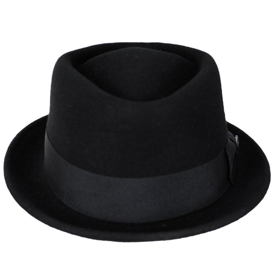 Jaxon Hats | Wool Felt Diamond Crown Fedora Hat | 135066 | front | BLACK