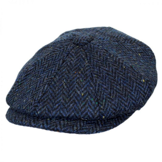 Jaxon Hats | Cambridge Herringbone Wool Newsboy Cap | 167778 | lead | NAVY BLUE