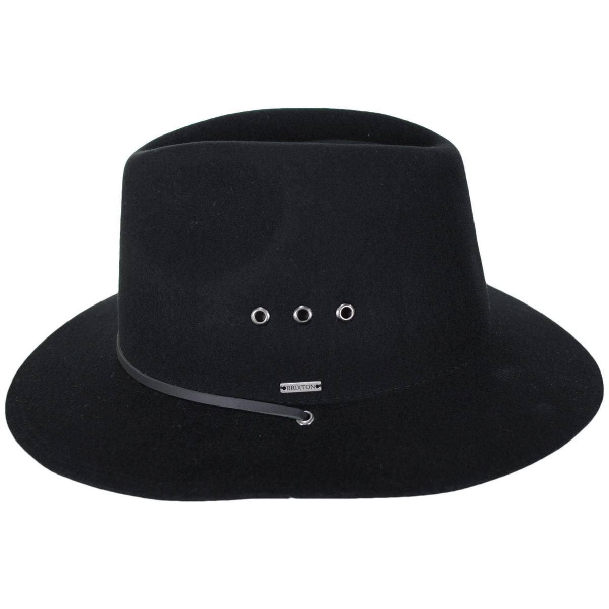 BRIXTON HATS | Wesley Weather Guard Wool Felt Packable Fedora Hat | 135609 | profile | BLACK