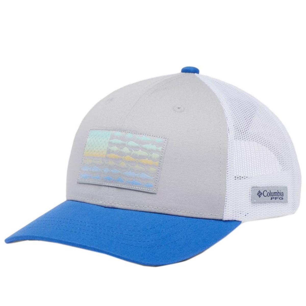 Columbia Sportswear | Kid's PFG Fish Flag Snapback Baseball Cap | 509610 | lead | VIVID BLUE WHITE