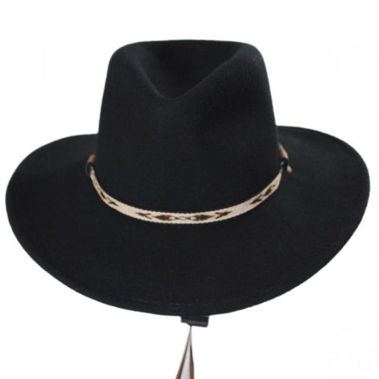 Stetson | Ashley Crushable Wool Felt Earflap Aussie Hat | 130710 | front | BLACK