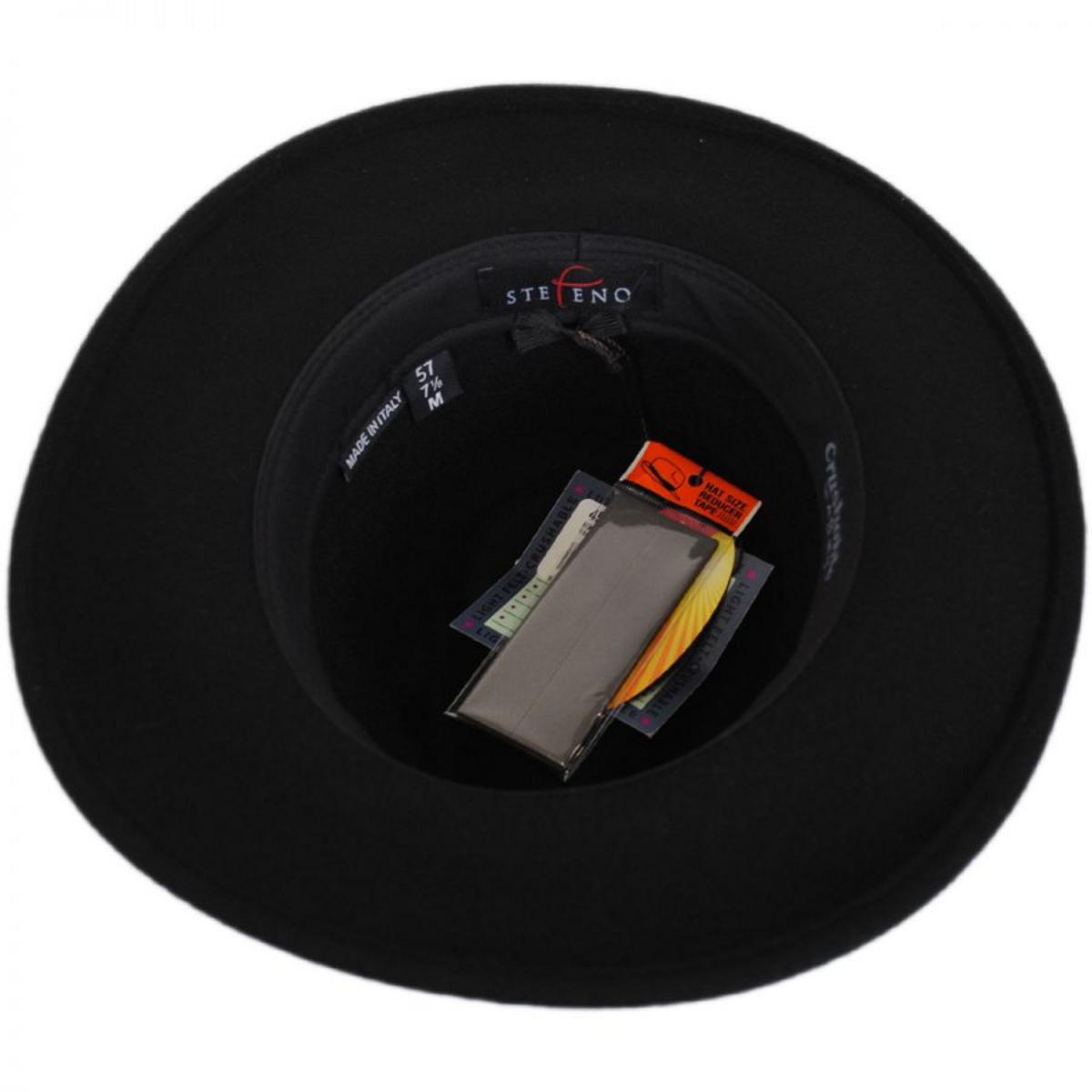 Stefeno Hats | Hiker Wool Felt Safari Fedora Hat | 136062 | under | BLACK