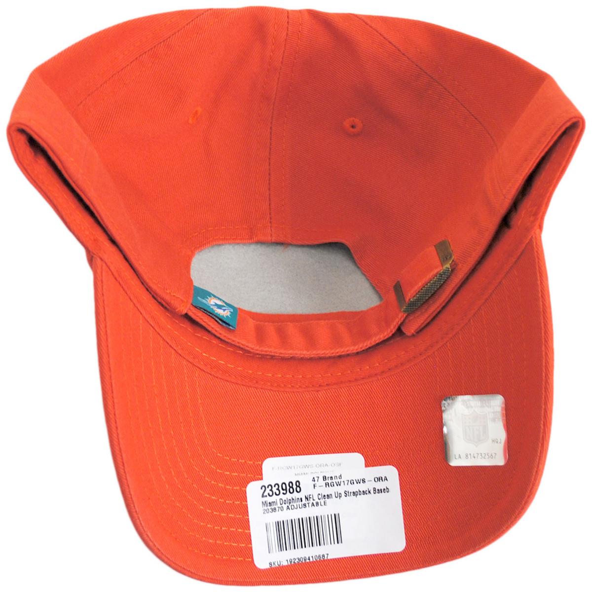 47 Brand | Miami Dolphins NFL Clean Up Strapback Baseball Cap Dad Hat | 203870 | under | ORANGE