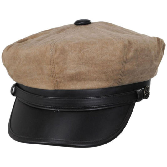 Jaxon Hats | Rebel Wax Cotton Blend Motorcycle Cap | 170202 | lead | KHAKI