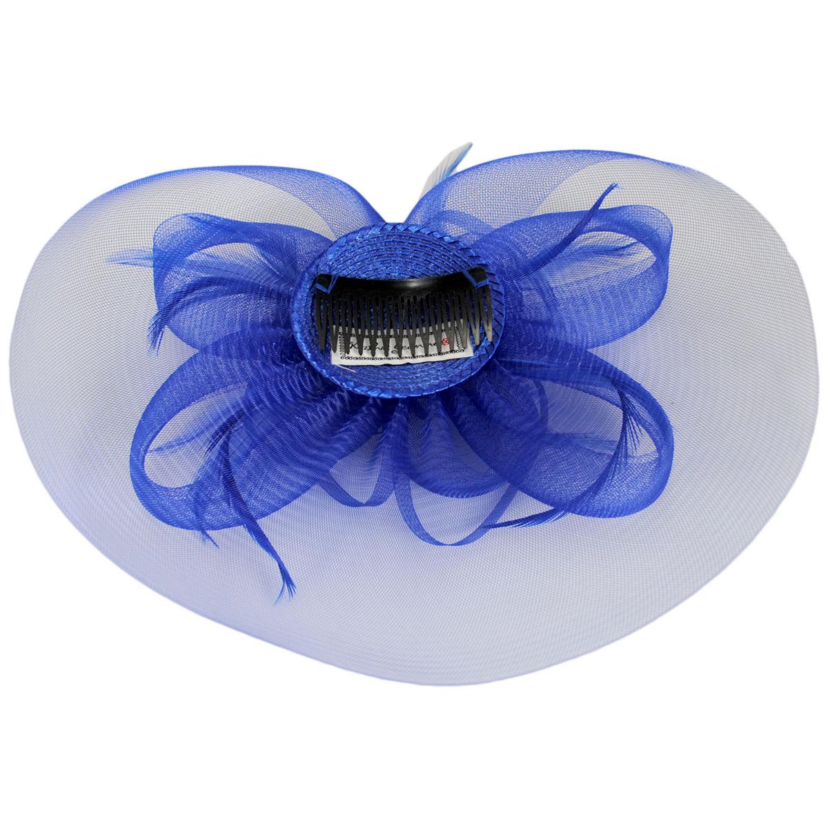 Kathy Jeanne | Firework Horsehair Mesh and Feather Fascinator Hat | 122411 | under | ROYAL